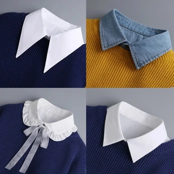 Erkek Takım Elbise Düz Renk Sahte Yaka Kadın Bluz Kazak Ayrılabilir Gömlek Yaka Ruffles Yanlış Yaka Yaka üst dekorasyon