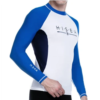 Erkek uzun kollu güneş koruyucu gömlek yüksek elastik bölünmüş dalış üst Likra çabuk kuruyan plaj yüzme su sporları sörf kıyafeti