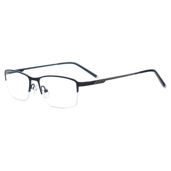 Erkekler Hafif Gözlük Çerçeve Metal Yarım Jant Kare Gözlük Reçete Gözlük Şeffaf Lens Derece ile