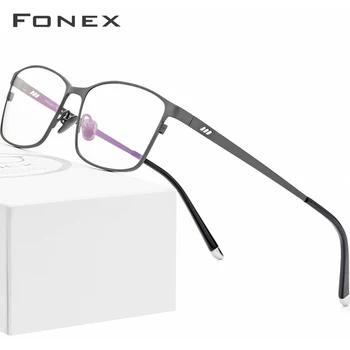 FONEX Saf Titanyum Gözlük Erkekler Kare Gözlük Erkek Klasik Tam Optik Çerçeve Reçete Gözlük Çerçeveleri Gafas Oculos 8505
