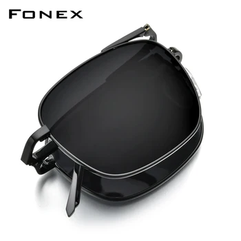 FONEX Saf Titanyum Polarize Güneş Gözlüğü Erkekler Katlanır Kare güneş gözlüğü Erkekler için 2019 Yeni Yüksek Kaliteli Erkek Kore Shades 839
