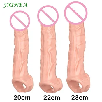 FXINBA Büyük Penis Extender Kollu Kullanımlık Comdom Gecikme Boşalma Penis Kollu Dick Erkek Yapay Penis Büyütücüler Seks Oyuncakları Erkekler İçin