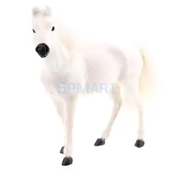 Gerçekçi Simülasyon Peluş Doldurulmuş At Hayvanlar Modeli Şekil Peluş Rakamlar Yumuşak Oyuncak Ev Dekorasyon Beyaz