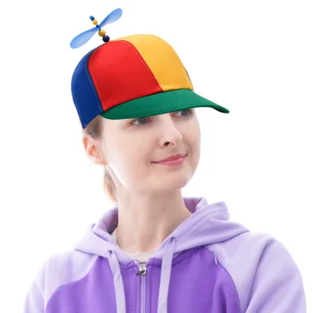 Gökkuşağı Pervane Şapka Helikopter beyzbol şapkası beyzbol şapkası Kadın Erkek Ayarlanabilir Baş Çevresi Parlak Renkler