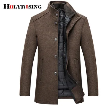 Holyrising Yün Ceket Erkekler Kalın Paltolar Sonkat Erkek Tek Göğüslü Mont Ve Ceketler Ayarlanabilir Yelek 4 Renk M-3XL