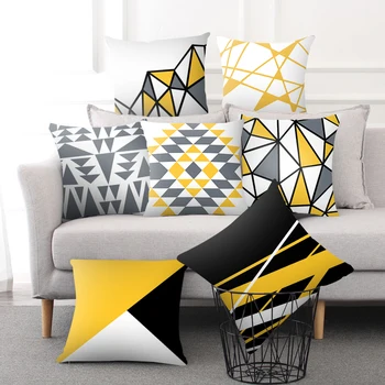 Iskandinav Mermer Baskı Desen Sarı Yastık Geometrik kanepe yastığı Kapak Yastık Kılıfı Ev Dekor Parti Araba Yatak