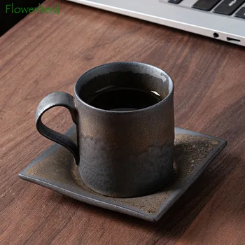 Iskandinav Tarzı Kahve Kupa Su Bardağı Asılı Kulak Seramik Kupa çay bardağı Ofis fincan ve çay tabağı seti Bardak çay seti