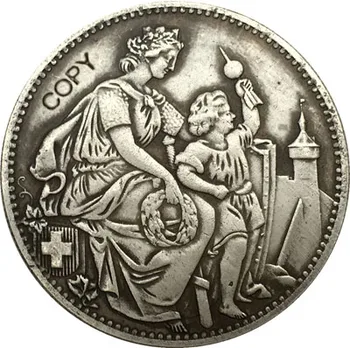 Isviçre 5 Franken Çekim Festivali 1865 paraları kopya
