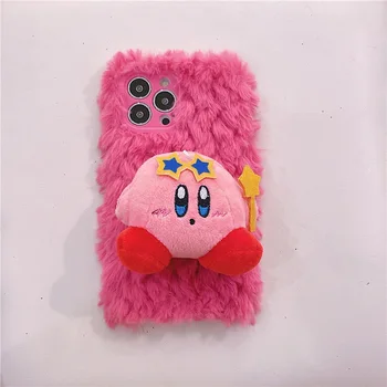 İphone13Pro/max için Pembe Yıldız Kirby Peluş Karikatür Telefon Kılıfı/12/11/xs / xr / 7 P / 8 Artı Oyuncak Anime Kawaii Sevimli Yumuşak Doldurulmuş Hayvan Bebek