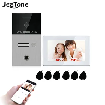 Jeatone WiFi IP Video İnterkom Ev Erişim Kontrol Sistemi için Tuya İnterkom Video Kapı Zili Desteği RFID Kart Parmak İzi Kilidini