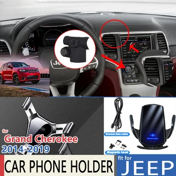Jeep Grand Cherokee için WK2 MK4 2014 ~ 2019 Kablosuz araç şarj aleti yuvası telefon tutucu GPS Yerçekimi SmartPhone Oto İç Montaj