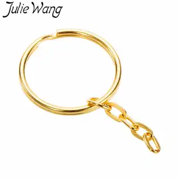 Julie Wang 30 ADET 25mm Demir Altın Anahtarlık Kısa Zincirli Bölünmüş Yüzük Anahtarlık Takı Yapımı Bulguları Aksesuar