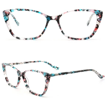 Kadın Kaplumbağa Kabuğu Kedi Göz Gözlük Çerçevesi Kadınlar için Optik Gözlük Çerçeveleri Vintage Çiçekli Retro Reçete Miyopi Gözlük