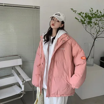 Kadın Kış Ceket Ceket Moda Baggy Kalın Sıcak Kabarcık Uzun Kore Gevşek Sahte İki parçalı Pamuk Yastıklı Ceketler
