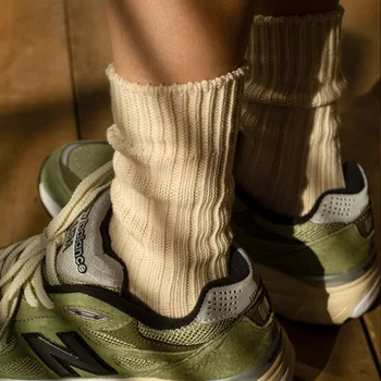 Kalın İplik Örgü Erkekler Hediye Retro beyaz çoraplar Yeni Sonbahar ve Kış Amerikan Erkek Çorap Pamuk erkek Kısa Komik Spor Uzun