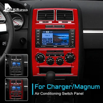 Karbon Fiber Dodge Magnum için Şarj Cihazı 2008-2010 Aksesuarları İç Trim Araba Klima Anahtarı AC CD Paneli Kapak Sticker