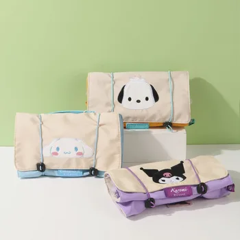 Kawaii Kozmetik Çantası Sanrio Cinnamoroll Kuromi Pochacco Sevimli Anime Çift Kullanımlı Depolama Uygun Katlanır Kızlar noel hediyesi