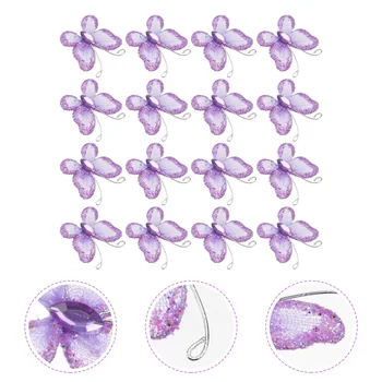 Kelebekler Süslemeleri Purplewedding Örgü Tel Glitter El Sanatları Kablolu Dekor Organze Dekoratif El Sanatları Favor Duvar Doğum Günü Partisi