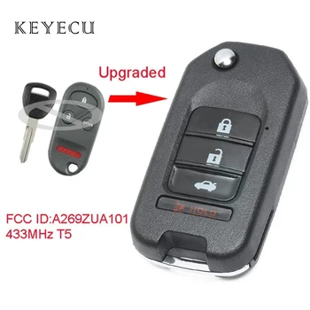 Keyecu Yükseltilmiş Çevirme Uzaktan Araba Anahtarı Fob 433MHz T5 Çip Honda Accord Prelude 1997 için 1998 1999 2000 2001 2002 FCC ID: A269ZUA101