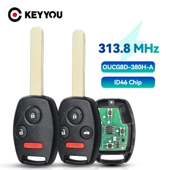 KEYYOU 3 Düğmeler Araba Anahtarsız Giriş Uzaktan Anahtar Fob OUCG8D-380H-A Honda Civic CRV Caz HRV Fob 313.8 MHz ID46 (7941) Çip