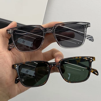 Klasik Kare Güneş Gözlüğü Adam Marka Tasarımcısı Sürüş Shades Retro güneş gözlüğü Erkek Şeffaf Lens Renkli Vintage Gafas De Sol