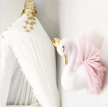 Kuğu Bebek Doldurulmuş Oyuncaklar Duvar sanat dekoru Altın Taç 3D Kuğu Duvar Asılı Kız Yatak Odası Dekorasyon Düğün Doğum Günü Partisi Malzemeleri