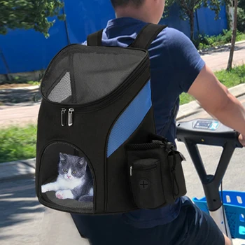 Köpek Kedi Sırt Çantası Nefes Açık seyahat taşıyıcısı Çift omuzdan askili çanta Taşınabilir Sırt Çantası Taşıma Kediler Pet Kedi Taşıma Çantası