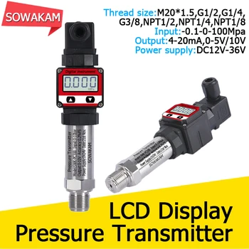 LCD Ekran Basınç Transmitteri -0.1-0-100Mpa Giriş 4-20mA 0-5V 10V RS485 Çıkış Su Hava Yağ Sıvı Vakum Basınç Sensörü