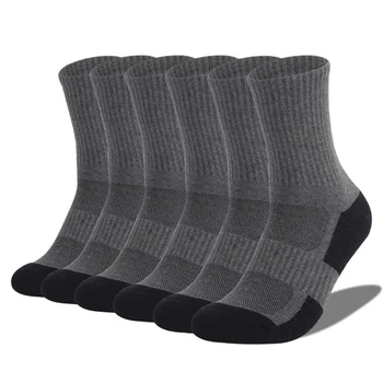 LKWDerBrand 6 Pairs Pamuk Erkekler Çorap Spor erkek Çorap Nefes Açık Orta Tüp Sonbahar Kış Kalın Çorap Büyük Boy 47-50