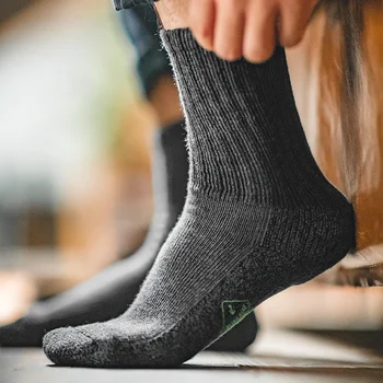 Maden Kış Kalın Havlu Yün Çorap erkek Vintage Örme Mürettebat Çorap Nefes Isınma Düz Renk Havlu Tabanı 2022 Yeni