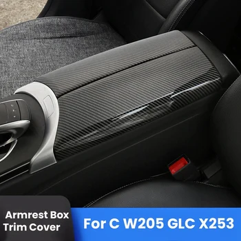 Mercedes-Benz için (C W205 / GLC X253) Karbon Fiber Renk Araba İç Merkezi Konsol Kol Dayama Kutusu Trim koruyucu kapak
