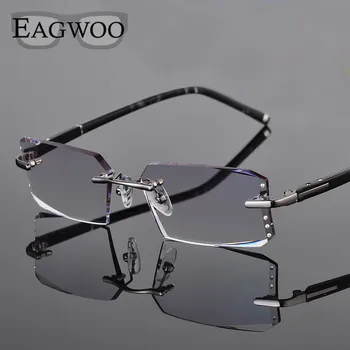 Metal Alaşım Gözlük Erkekler Çerçevesiz Reçete Okuma Miyopi Renk MR-8 Kristal Gözlük Büyük Geniş Çerçevesiz Gözlük 258003