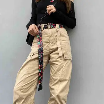 Moda Baskılı Tuval Kemerler Kadınlar İçin Harajuku Metal D Halka Toka bel kemeri Kot Elbise Pantolon Kadın Dekorasyon Kemer