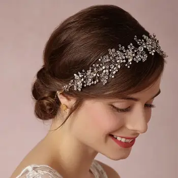Moda Düğün saç aksesuarları İnci Taklidi Kafa Bandı Gümüş renk gelin tacı Kraliçe Parti Kafa Bandı El Yapımı Aksesuarlar