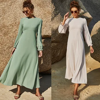 Moda Kadın Maxi Elbise Dubai Abaya Türkiye Kaftan Müslüman Parti Kıyafeti islam Giyim Şifon Kaftan Arapça Elbise Vestidos Kaftan