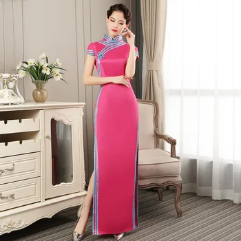 Moda Maxi Parti Cheongsam Oryantal Akşam Elbise Çin Uzun Tarzı Kadın Zarif Qipao Mini Elbise Vestido S-5XL