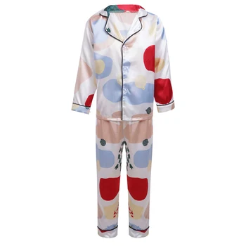 Moda Pijama Çocuk Pijama Setleri Kızlar için Saten Pijama Çocuklar Üst Pantolon Uzun Kollu Pijama Takım Gecelik 1 3 6 9 12 14 Yıl