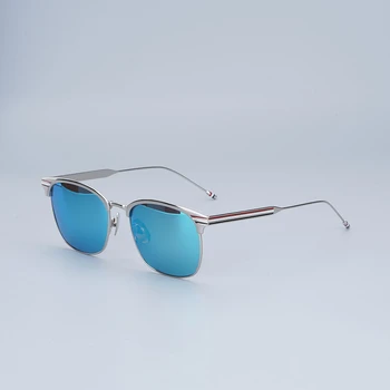 Moda Thom Marka Erkek Alaşımlı Metal Çerçeve Yeşil kaplamalı Polarize Lens HD TB104 Gözlük Gafas De Sol Sürüş güneş Gözlüğü 