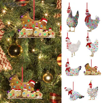 Noel Ağacı Horoz Kolye Zarif Tavuk Takı Noel Hediyeleri Noel Tavuk kolye uçları Noel Ağaçları asılı dekorlar