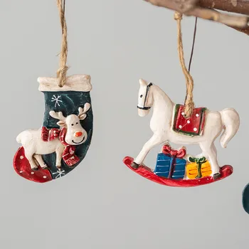 Noel Reçine Truva Atı Süsler Sevimli Noel Ağacı Kolye Noel Süslemeleri Ev için 2023 Navidad Yeni Yıl Hediye