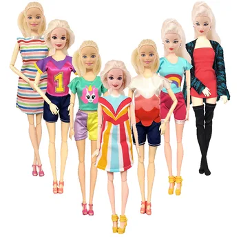 Oyuncak bebek giysileri Tüm Stil Elbise Takım Elbise İçin Parlak renkli Barbie Aksesuarları Kıyafet Grace Renkli Moda Günlük Giyim Etek