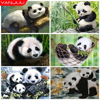 Panda 5D Elmas Boyama Kiti Sevimli Panda Elmas Mozaik Çin Panda Tam Elmas Nakış Boyama DİY Ev Dekorasyon Hediye