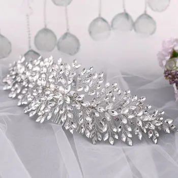 Parlaklık Taklidi Düğün Taç Gelin Saç Tarak Aksesuarları Gümüş Renk El Yapımı Kadın Başlığı Takı