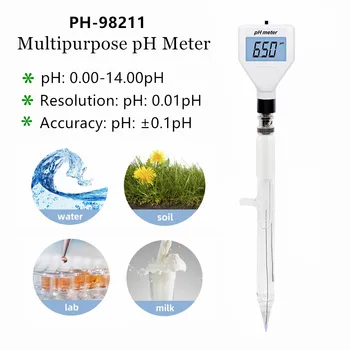 PH - 98211 Çok Amaçlı ph ölçer toprak asitliği test cihazı Keskin Cam Elektrot Akvaryum Su Süt Peynir Toprak Analizörleri Araçları