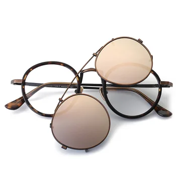 Polarize Güneş Gözlüğü Kadın TR90 Vintage Yuvarlak Klip güneş gözlüğü Erkekler Retro Sürüş Sunglass UV400 Reçete Gözlük Çerçeveleri