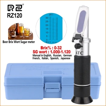 RZ Refraktometre Alkol Bira Metre Şeker Özgül ağırlık Test Cihazı El Taşınabilir Brix 0-32 % Otomatik Refraktometre Şarap RZ120