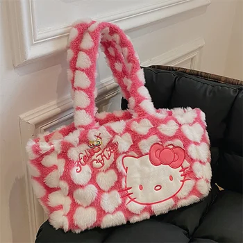 Sanrio Hello Kitty Kt Kedi pelüş çanta Kızlar omuz çantaları Çanta Kadın Kadın Kız Öğrenci Kawaii Alışveriş Çantaları Doğum Günü Hediyeleri