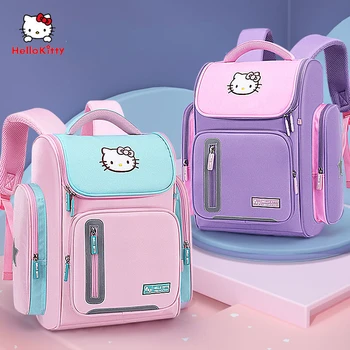 Sanrio Hello Kitty Çantası İlköğretim Okulu Schoolbag Kız Çocuk Sınıf Hafif Omurga Koruyucu Yük Hafifletilmesi Sırt Çantası