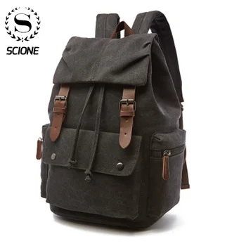 Scione Vintage Tuval erkek okul sırt çantası çanta Büyük kapasiteli çanta Erkekler Seyahat laptop çantası Moda Spor kadın sırt çantası