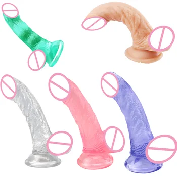 Seks Kristal Yapay Penis Gerçekçi Dido Anal mastürbasyon için seks çiftler için oyuncaklar Yumuşak Su Geçirmez Penis vajina masaj aleti Kadın Seks Ürün